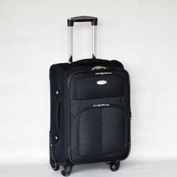 Куфар с 4 колелца текстилен с разширение и джобове малък 57/35/24+5 см черен