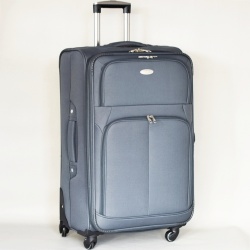 Куфар с 4 колелца текстилен с разширение и джобове голям 75/45/30+5 см сив